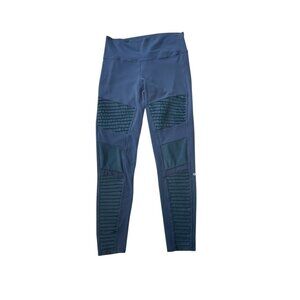 Alo High-Waisted Moto Leggings With Ribbed Panels & Stretch Fabric